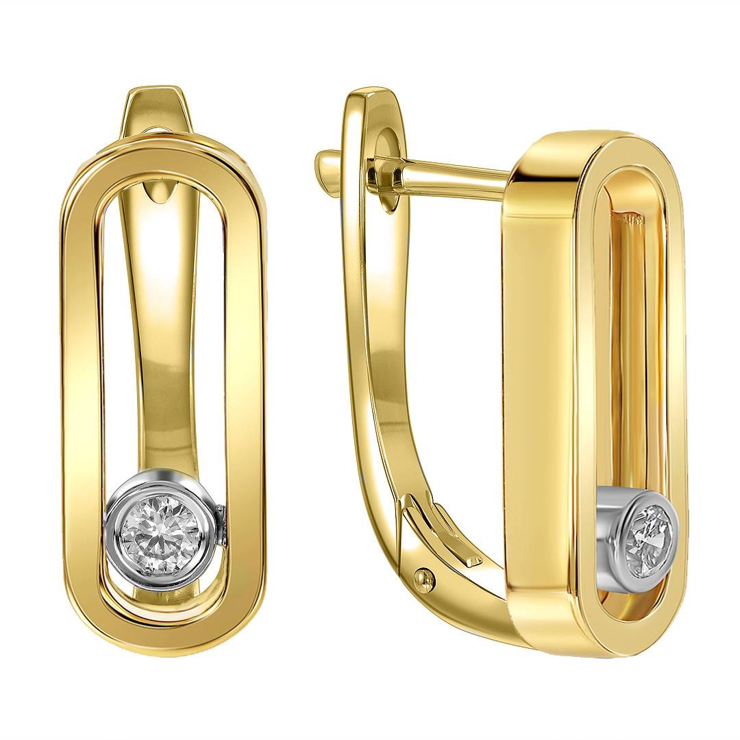 Серьги из жёлтого золота с бриллиантами (061647)