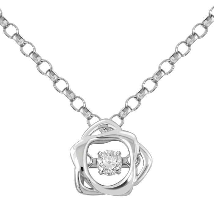 Колье из белого золота с "плавающим" бриллиантом (041281)