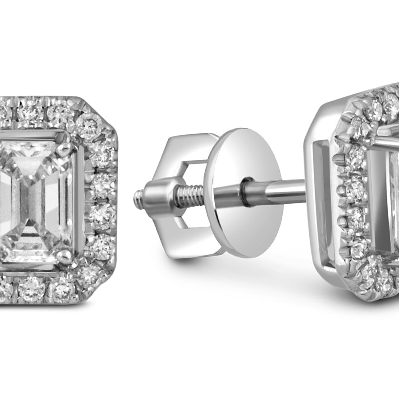 Серьги пусеты из белого золота с бриллиантами (053727)