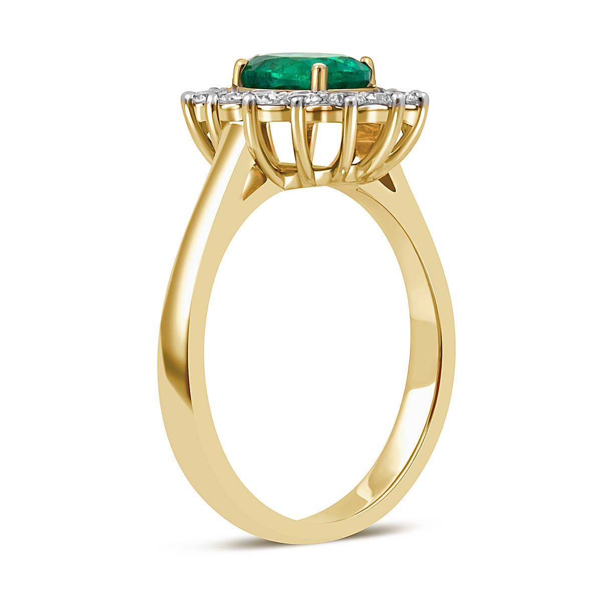 Кольцо из жёлтого золота с бриллиантами и изумрудом (051707)