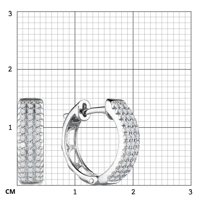 Серьги конго из белого золота с бриллиантами (055780)