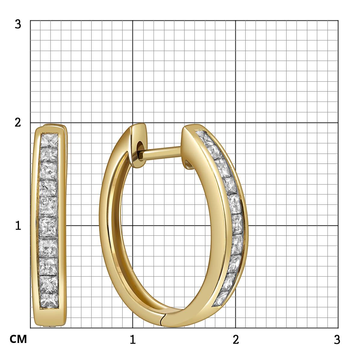 Серьги конго из жёлтого золота с бриллиантами (049882)