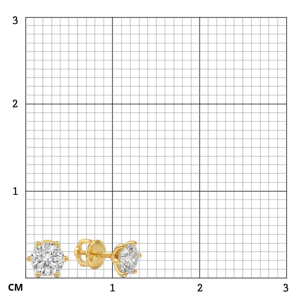 Серьги пусеты из жёлтого золота с бриллиантами (063608)