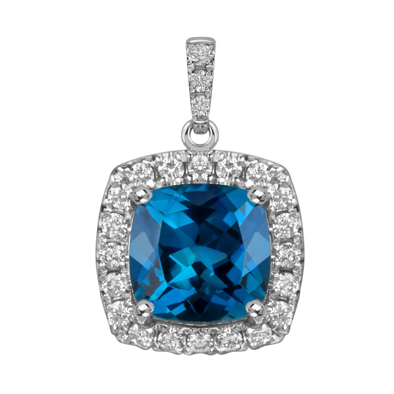 Кулон из белого золота с бриллиантами и топазом (060150)
