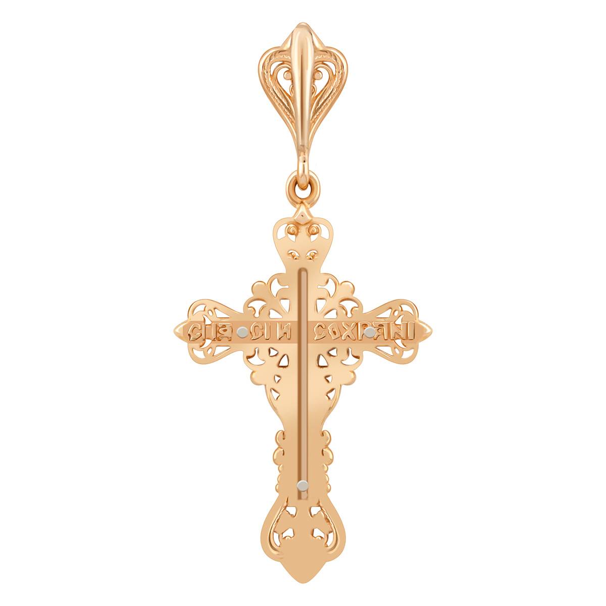 Кулон крест из красного золота с эмалью (038565)
