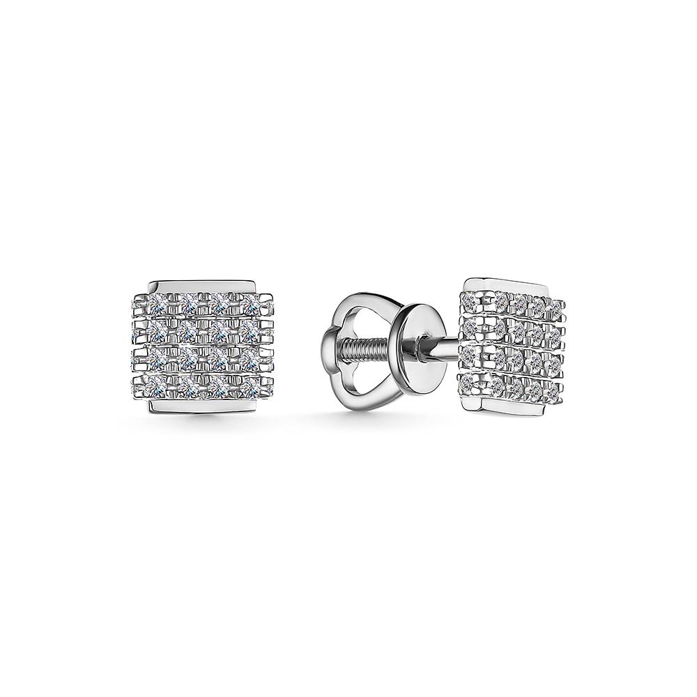 Серьги пусеты из белого золота с бриллиантами (055201)