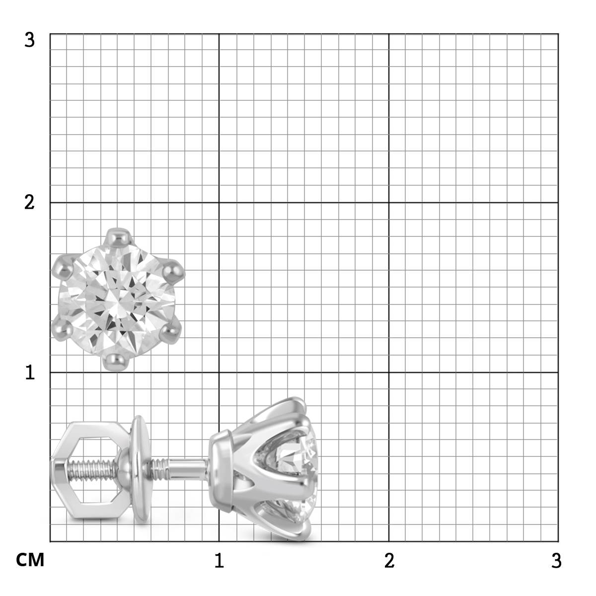 Серьги пусеты из белого золота с бриллиантами (050880)