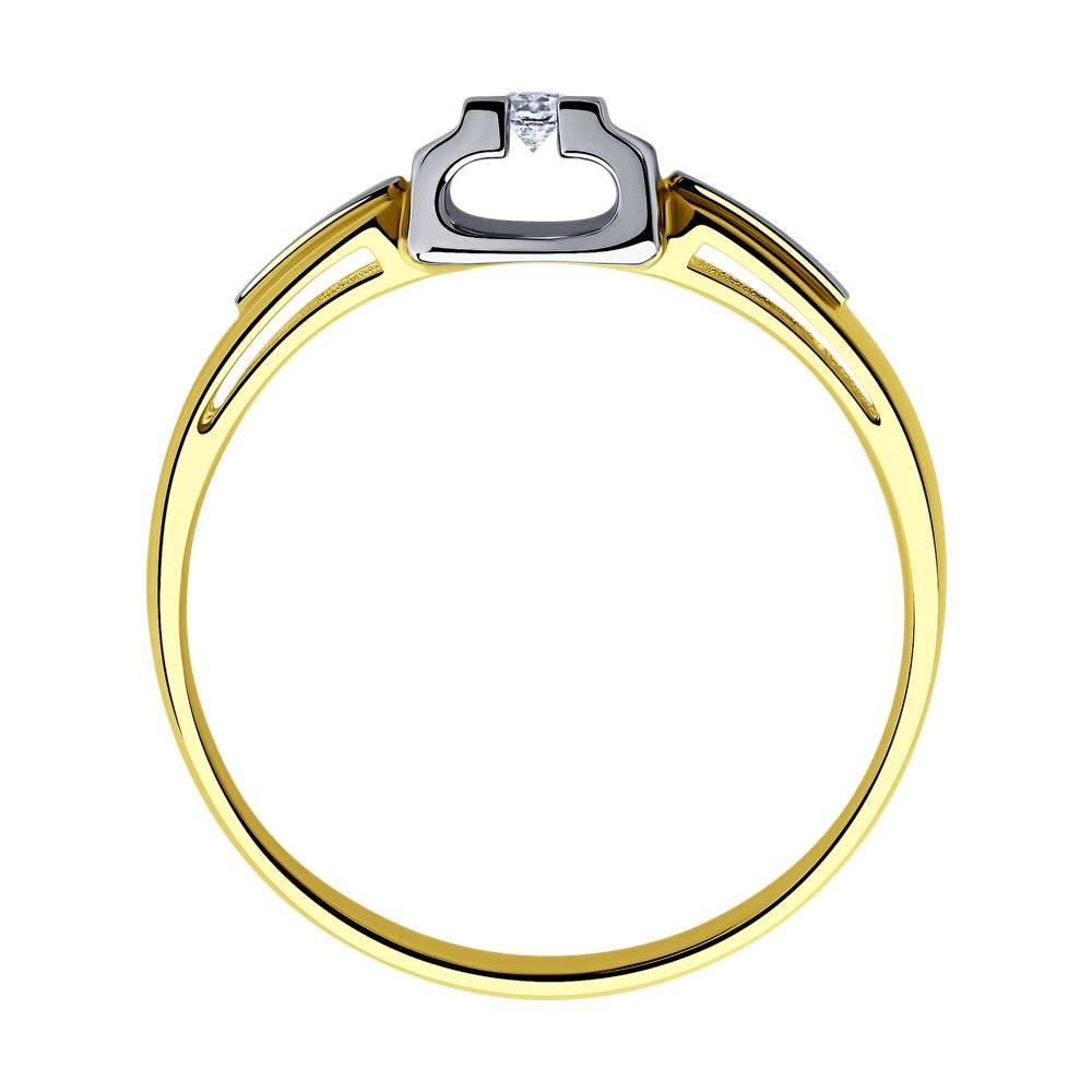 Помолвочное кольцо из комбинированного золота с бриллиантами (043954)