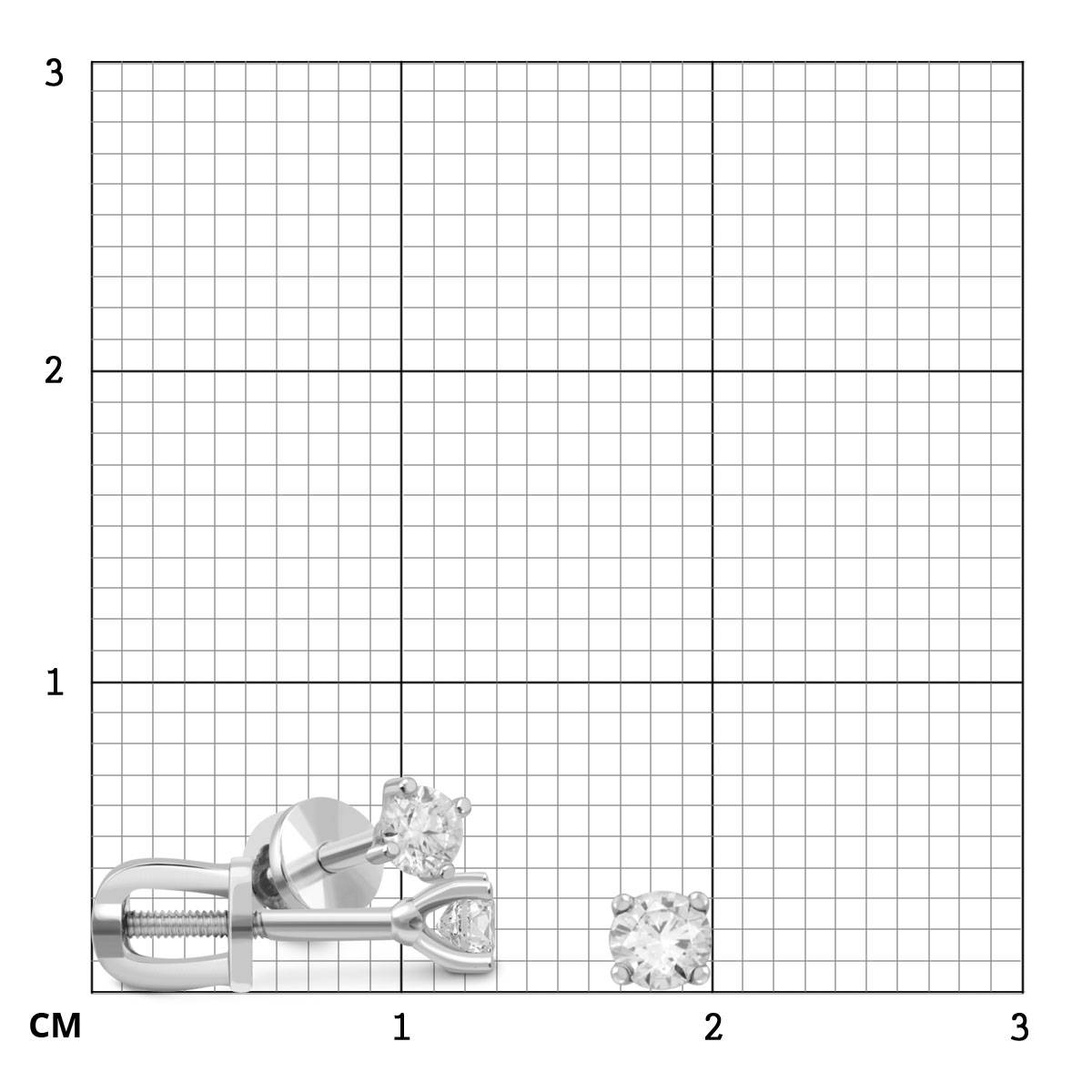 Серьги пусеты из белого золота с бриллиантами (032049)