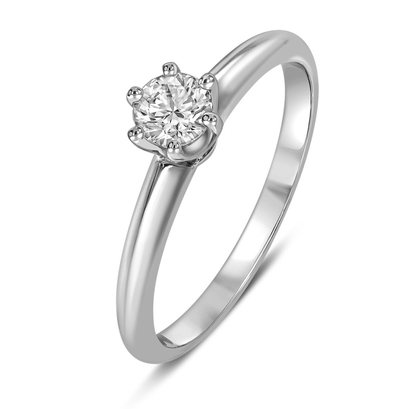 Помолвочное  кольцо из белого золота с бриллиантом (027210)