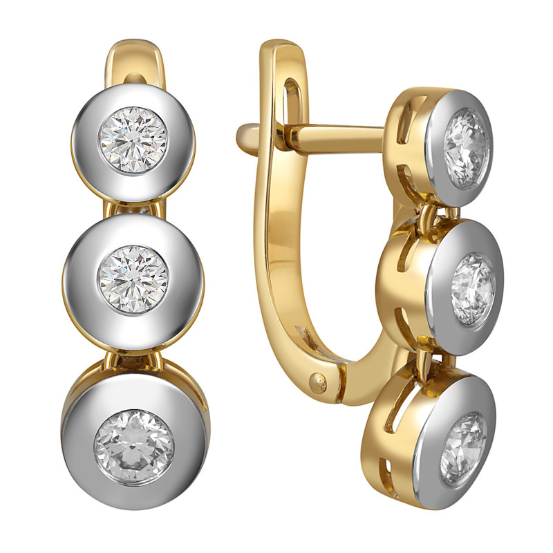 Серьги из жёлтого золота с бриллиантами (052908)