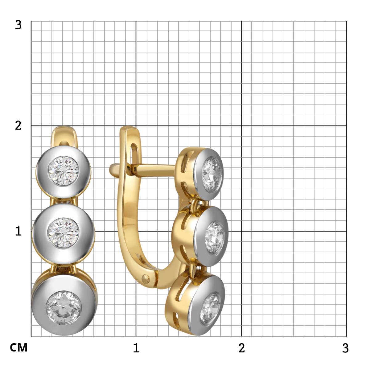 Серьги из жёлтого золота с бриллиантами (052908)