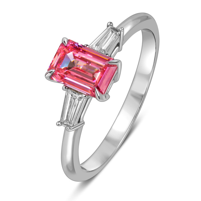 Помолвочное кольцо из белого золота с розовым бриллиантом  (060198)