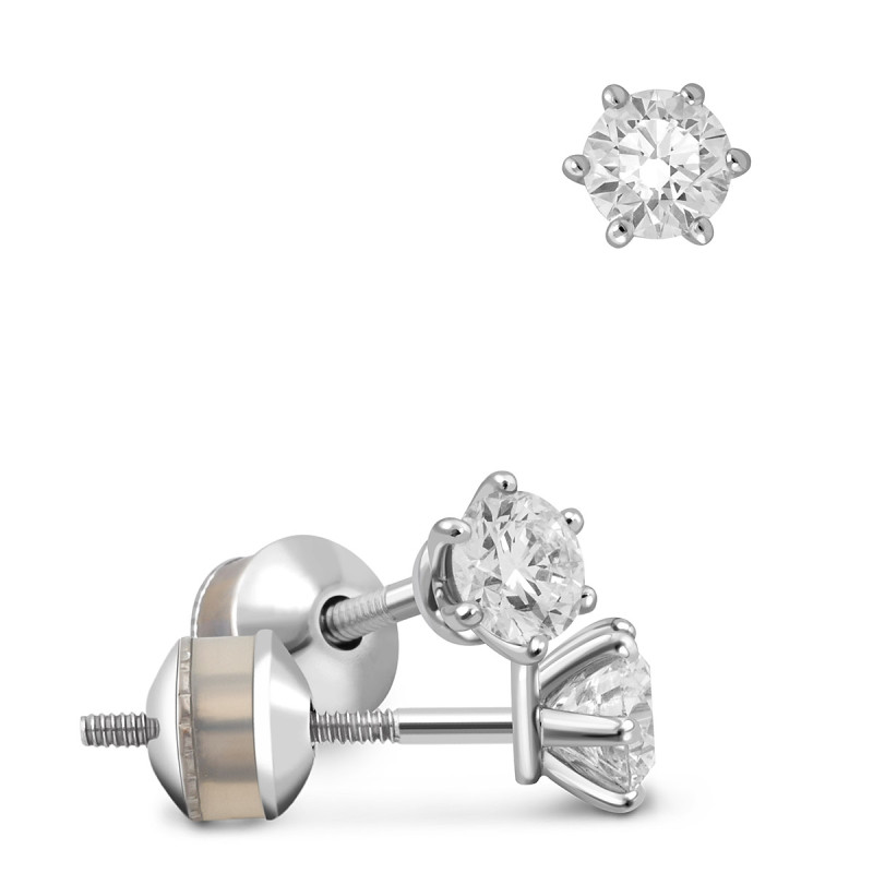 Пусеты из белого золота с бриллиантами (035527)