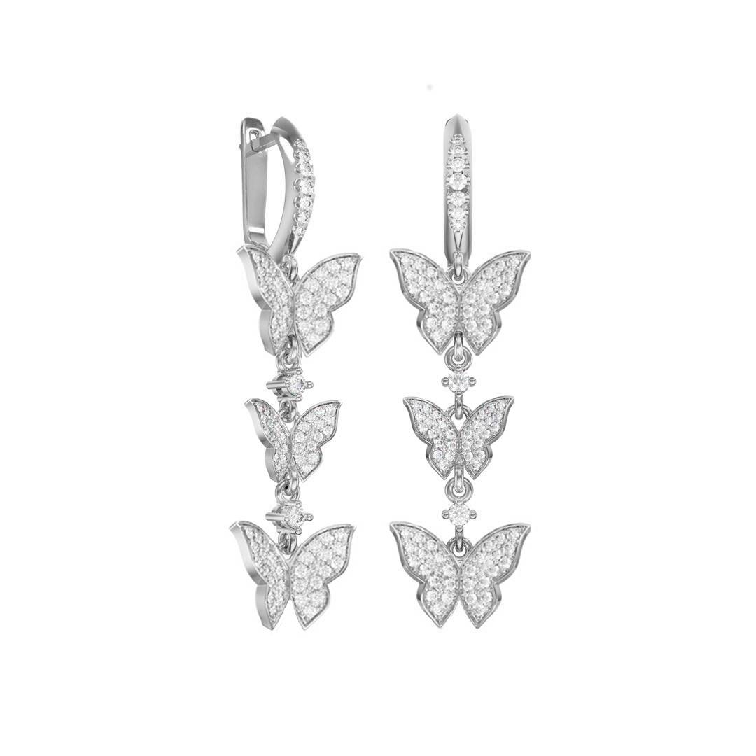 Серьги из белого золота с фианитами 