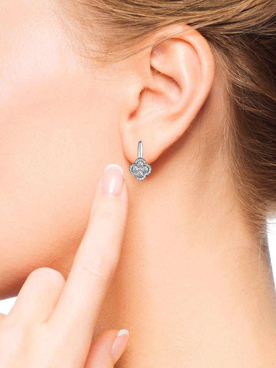 Серьги из белого золота с бриллиантами (057660)