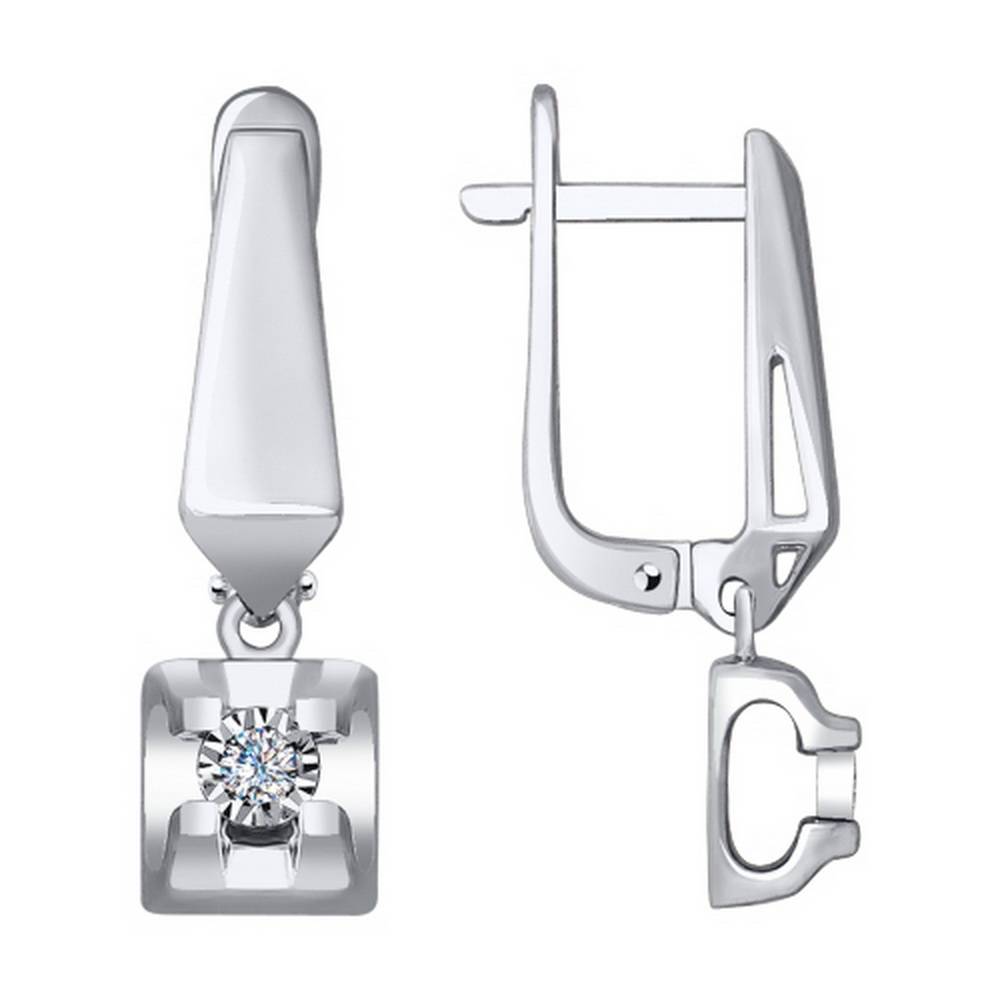 Серьги из белого золота с бриллиантами (040793)