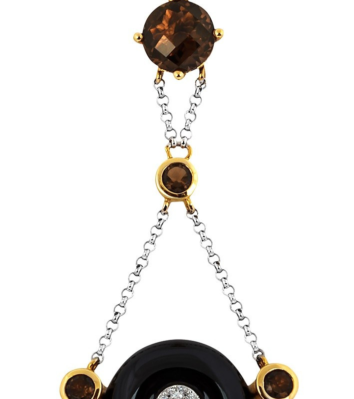 Кулон с бриллиантами, агатом и дымчатами кварцами (011076)