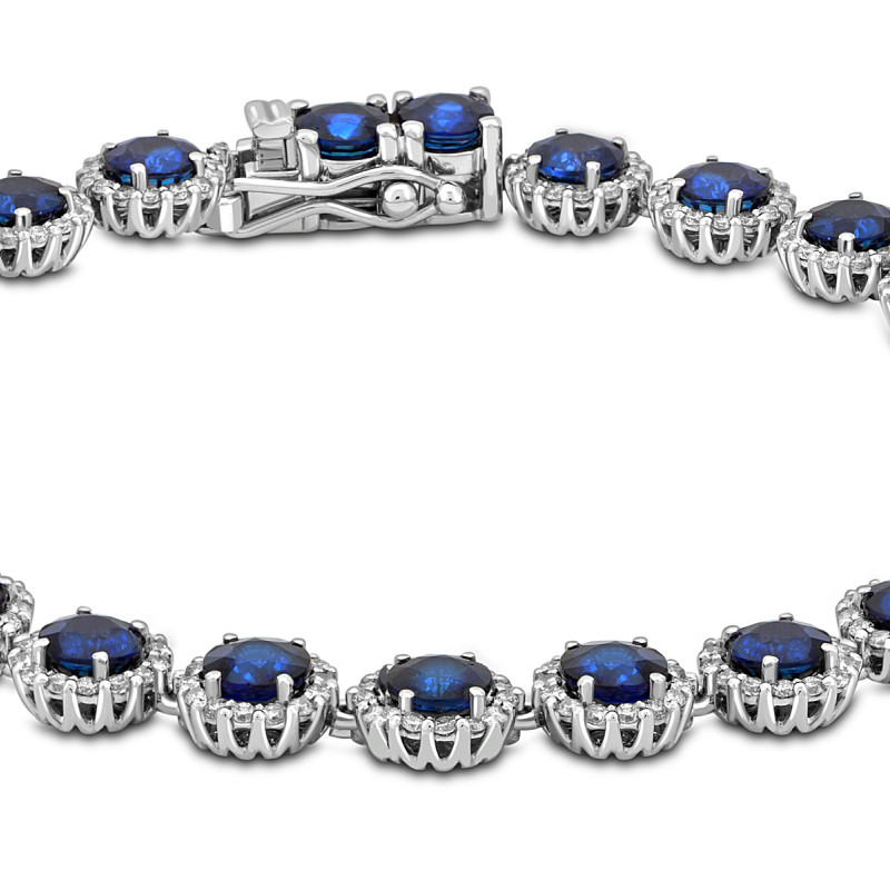 Браслет из белого золота с бриллиантами и сапфирами (050792)