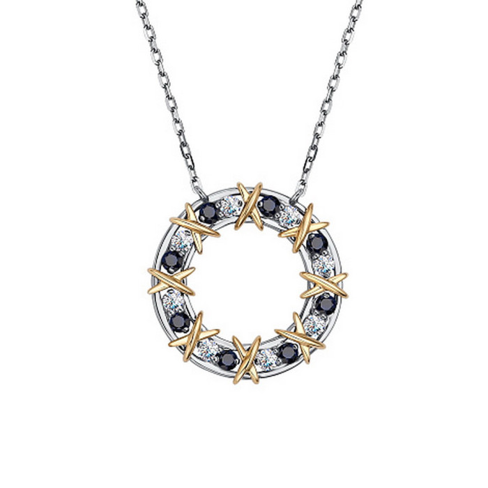 Колье из комбинированного золота с бриллиантами и сапфирами (050231)