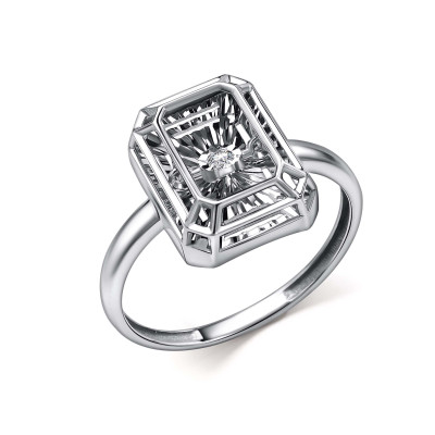 Кольцо из белого золота с "танцующим" бриллиантом (063026)