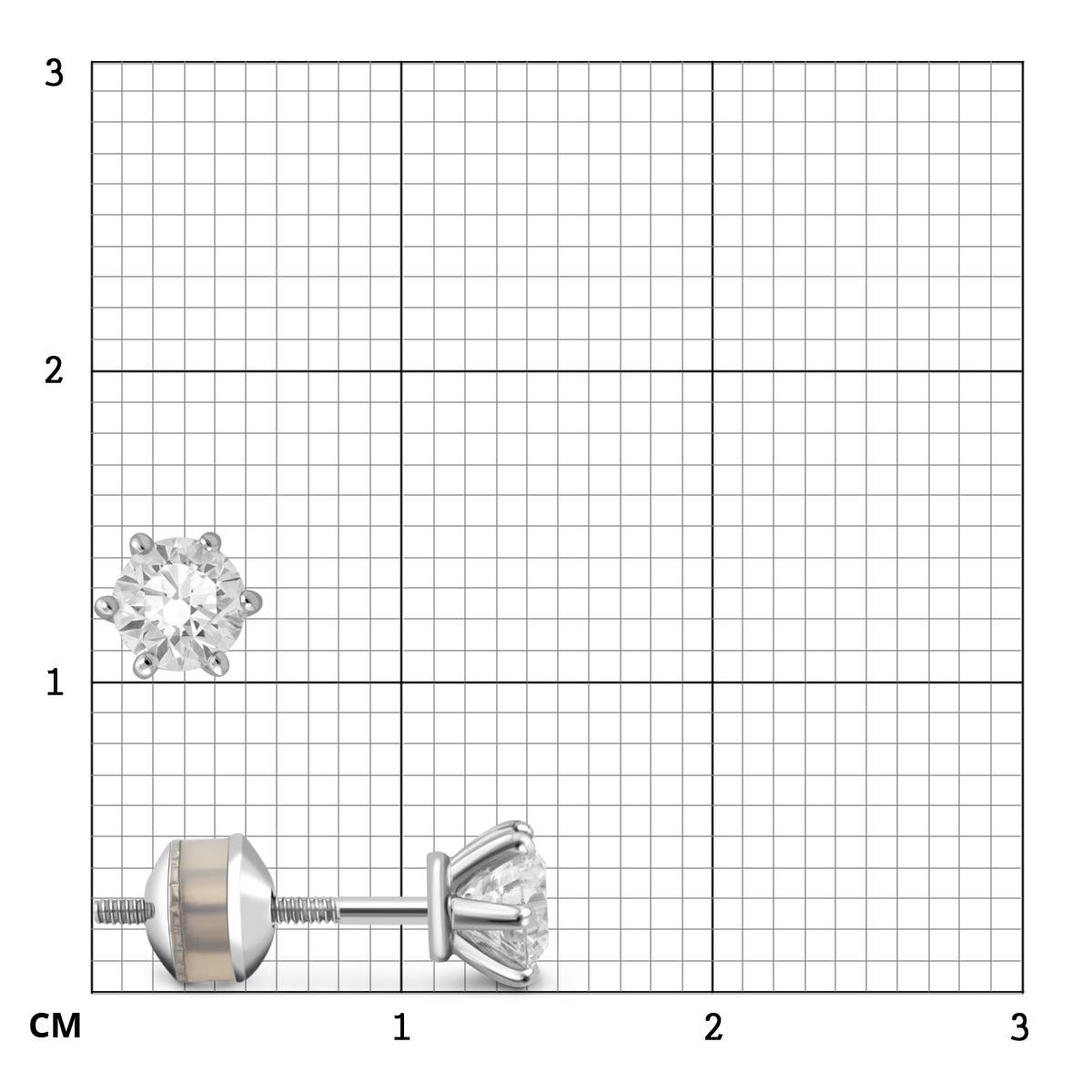 Пусеты из белого золота с бриллиантами (035528)