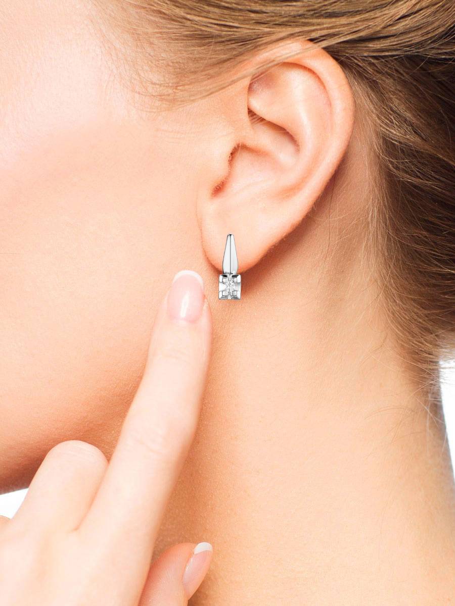 Серьги  из белого золота с бриллиантами (059052)