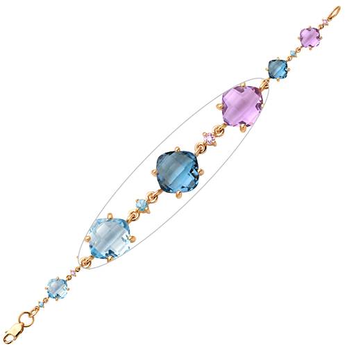 Браслет из красного золота с топазами и аметистами (041541)