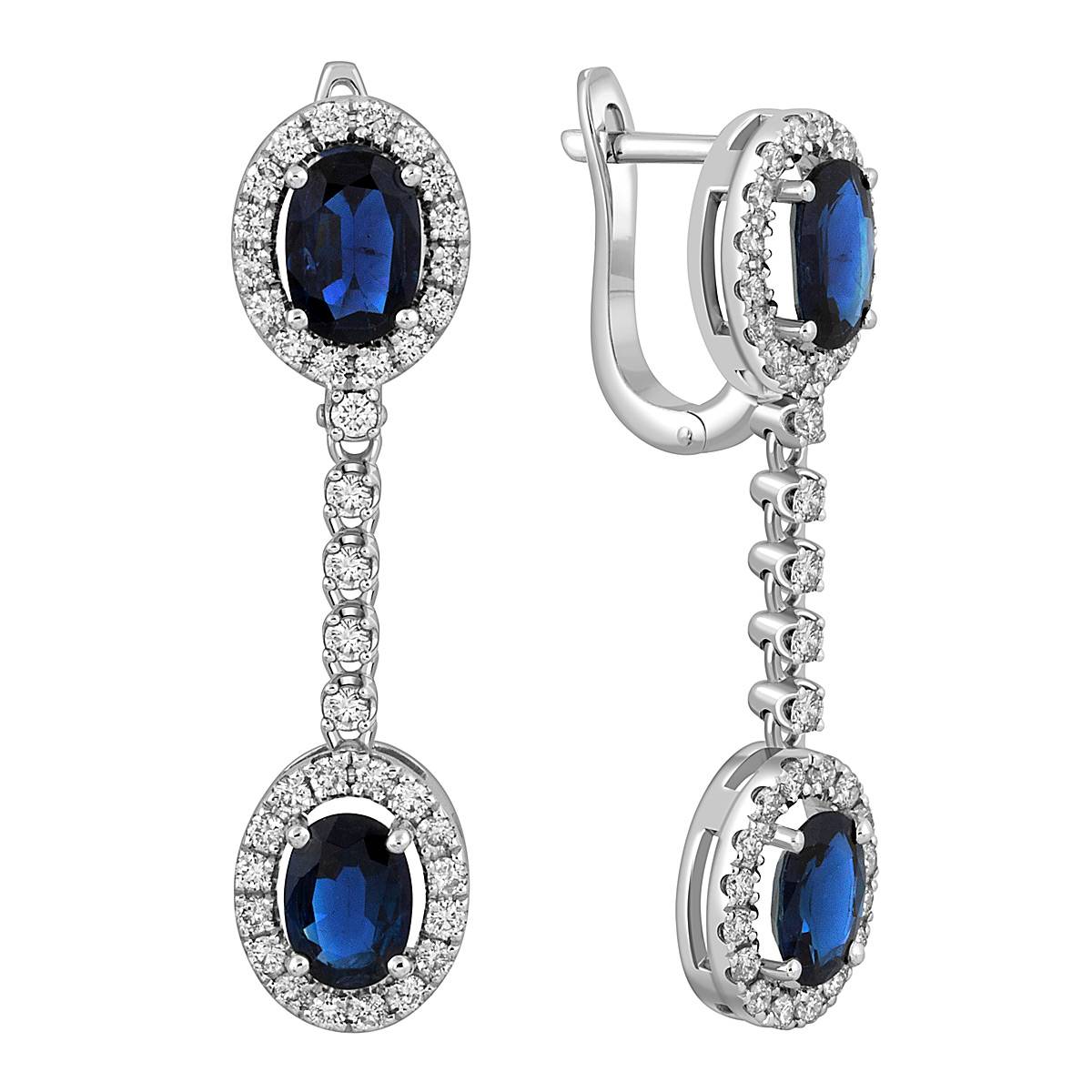 Серьги из белого золота с бриллиантами и сапфирами (051336)