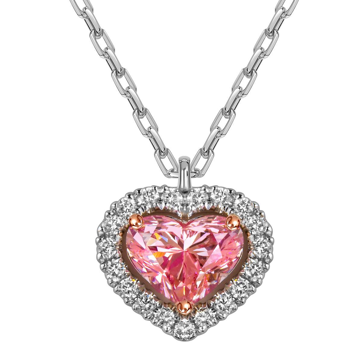 Колье из белого золота с розовым бриллиантом 