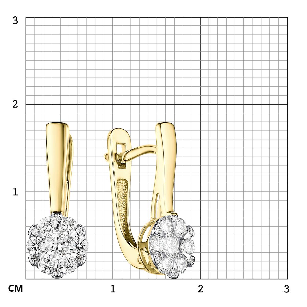 Серьги из желтого золота с бриллиантами (055769)