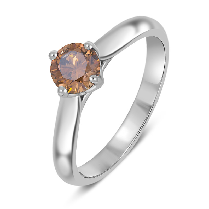 Помолвочное кольцо из белого золота с коньячным бриллиантом (049321)