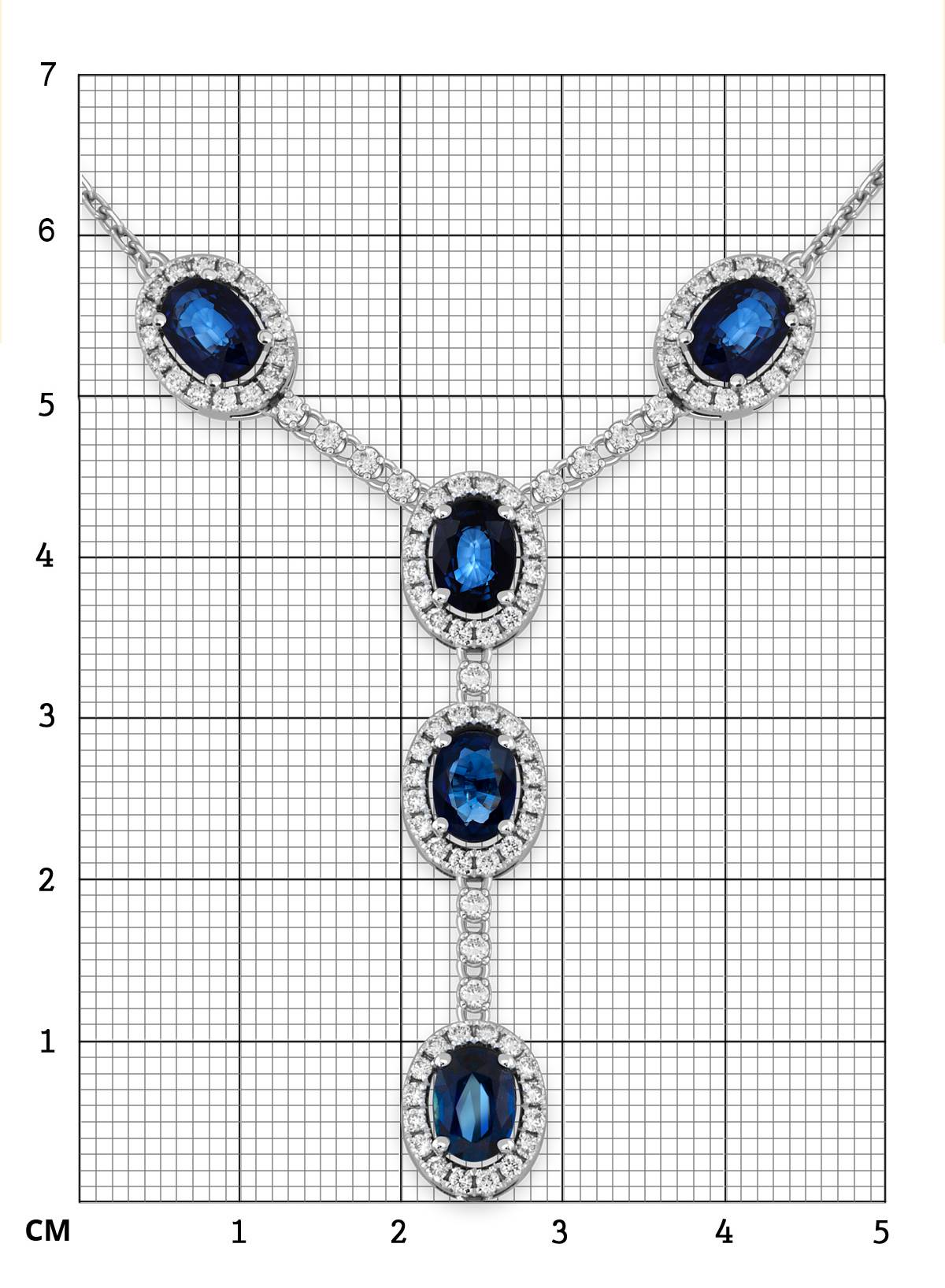 Колье из белого золота с бриллиантами и сапфирами (050780)