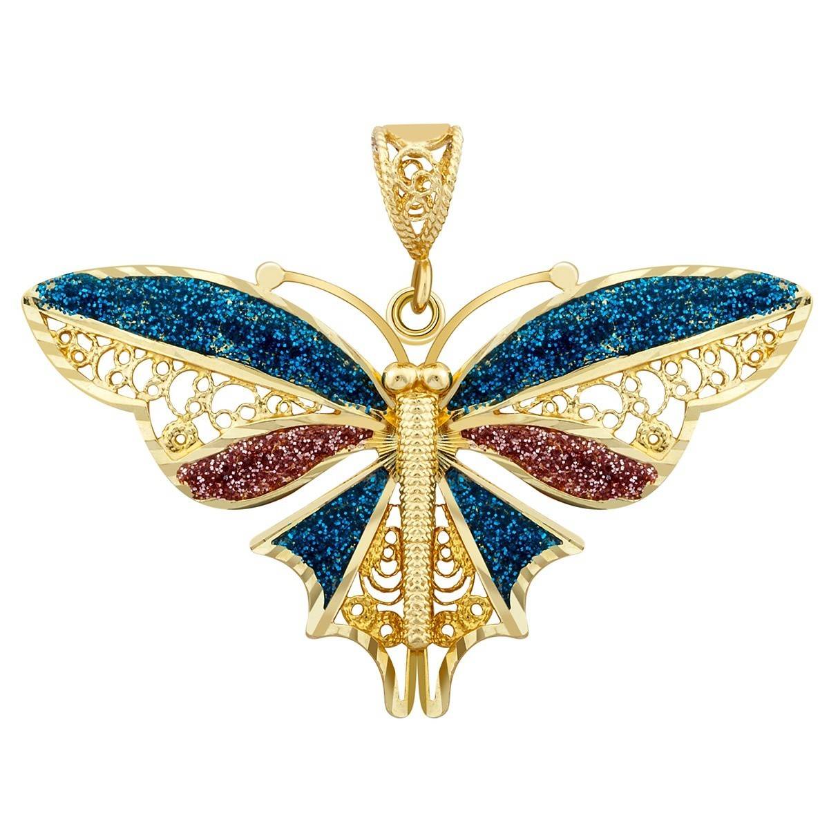 Кулон из жёлтого золота с  эмалью (020100)