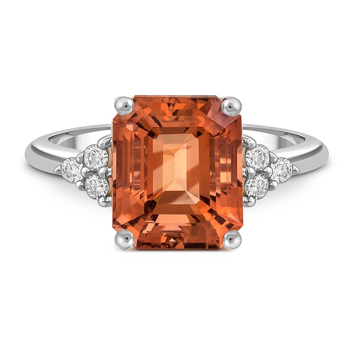 Кольцо из белого золота с бриллиантами и турмалином (050805)