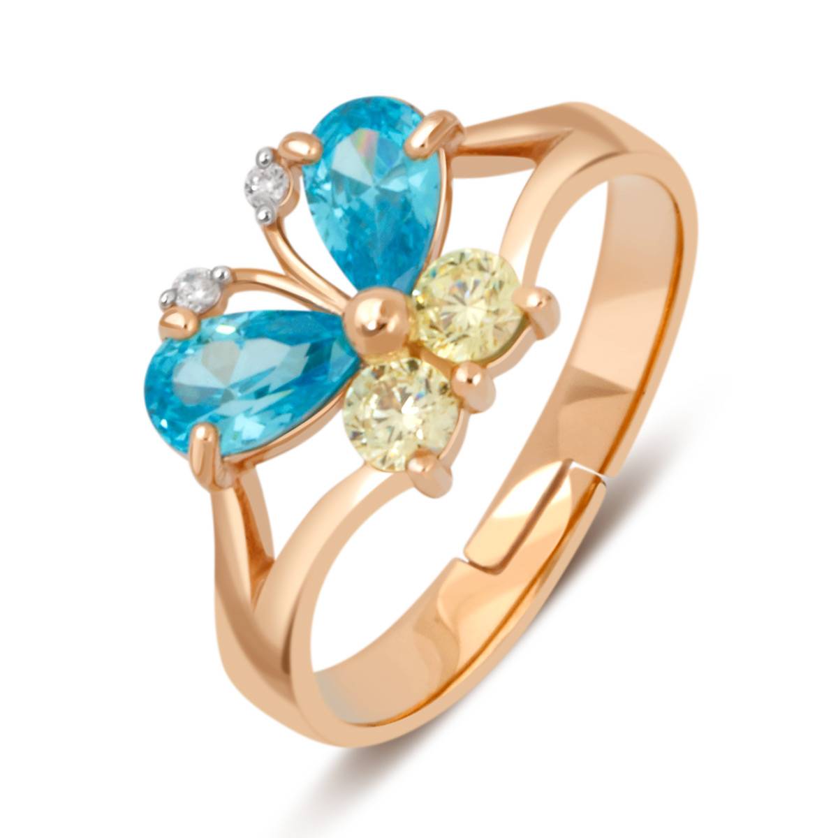 Детское кольцо из красного золота с цветными фианитами 