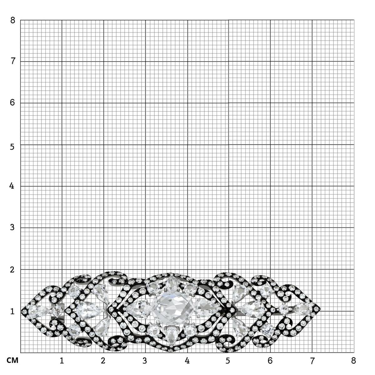 Брошь из белого золота с чернением, с бриллиантами и топазами (042781)