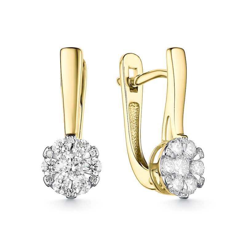 Серьги из желтого золота с бриллиантами (055769)