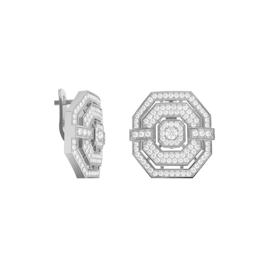 Серьги из белого золота с фианитами (056075)