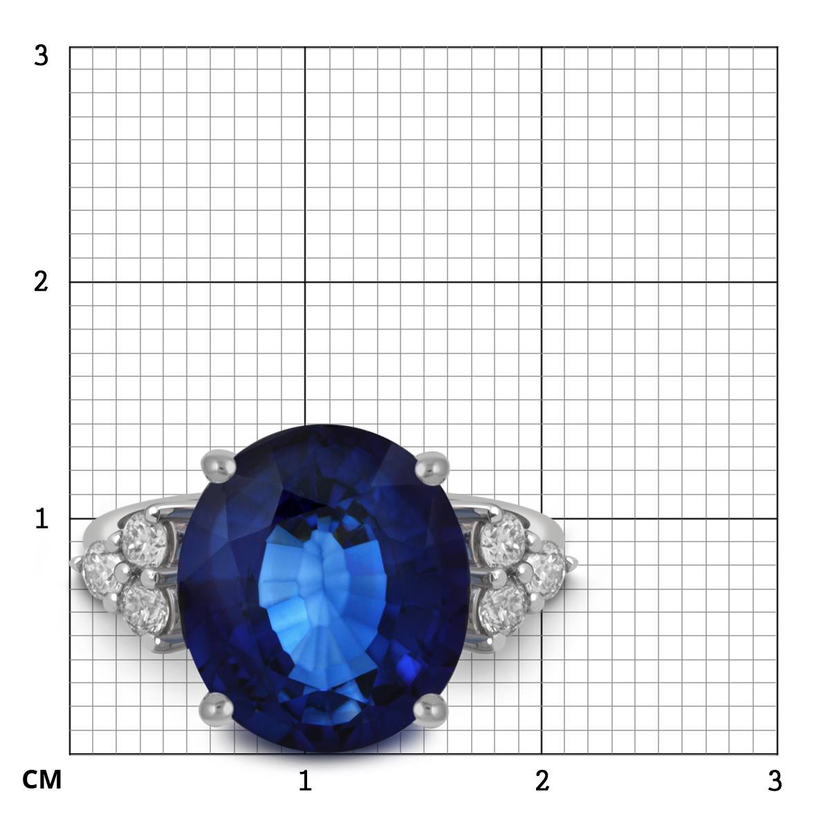 Кольцо из белого золота с бриллиантами и сапфиром (052736)