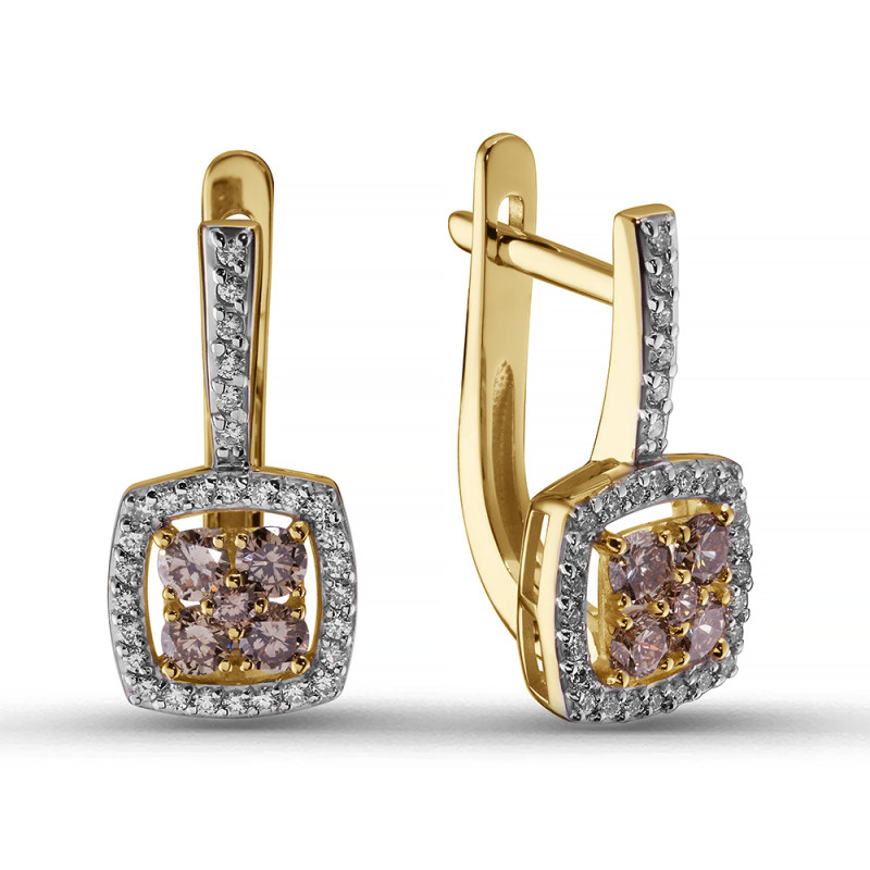 Серьги из жёлтого золота с бриллиантами  (063757)