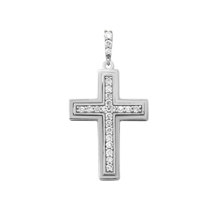 Кулон Крест из белого золота с бриллиантами (063512)