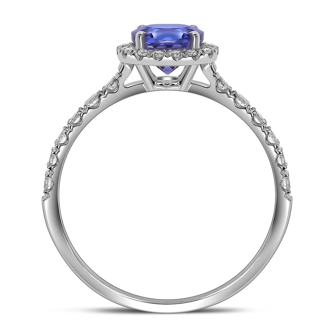 Кольцо из белого золота с бриллиантами и танзанитом (060610)