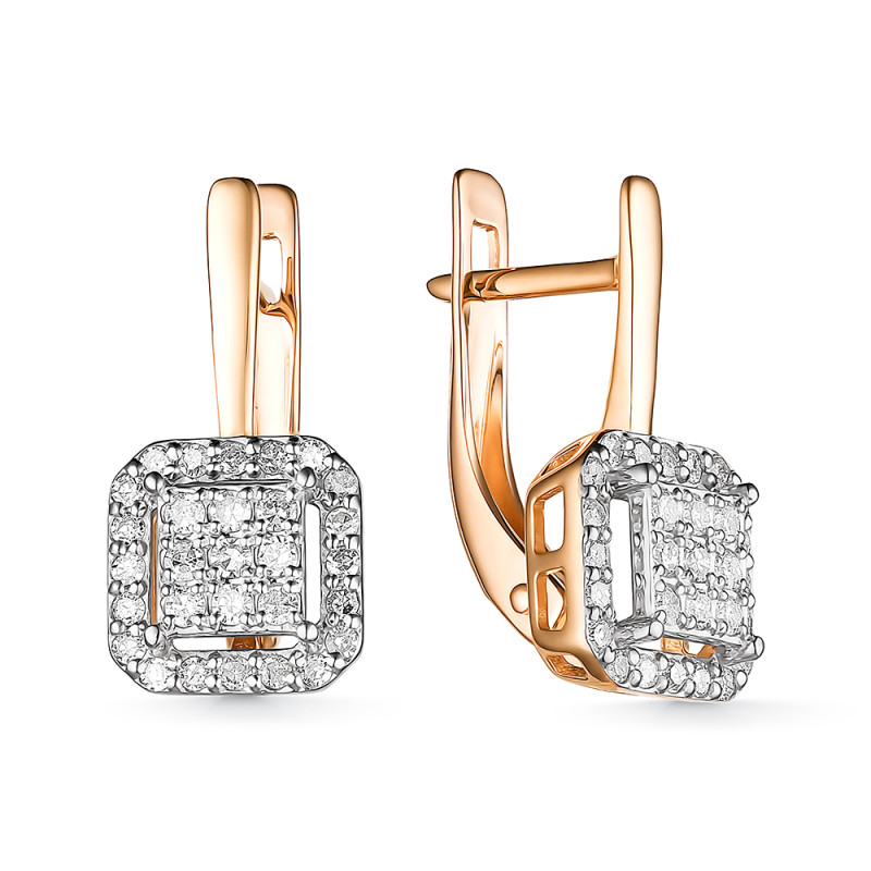 Серьги из красного золота с бриллиантами (060576)