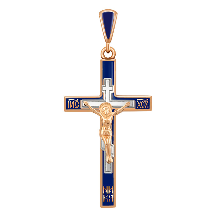 Кулон крест из красного золота с с эмалью (038537)