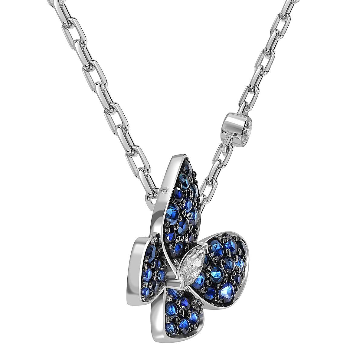 Колье из белого золота с бриллиантами и сапфирами 