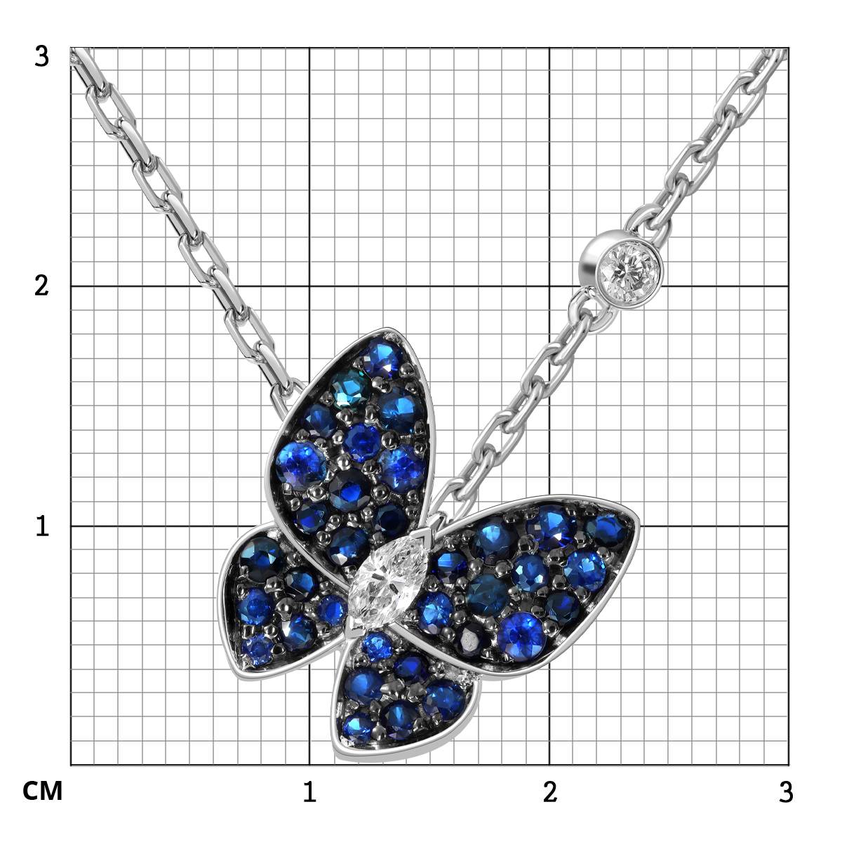 Колье из белого золота с бриллиантами и сапфирами 