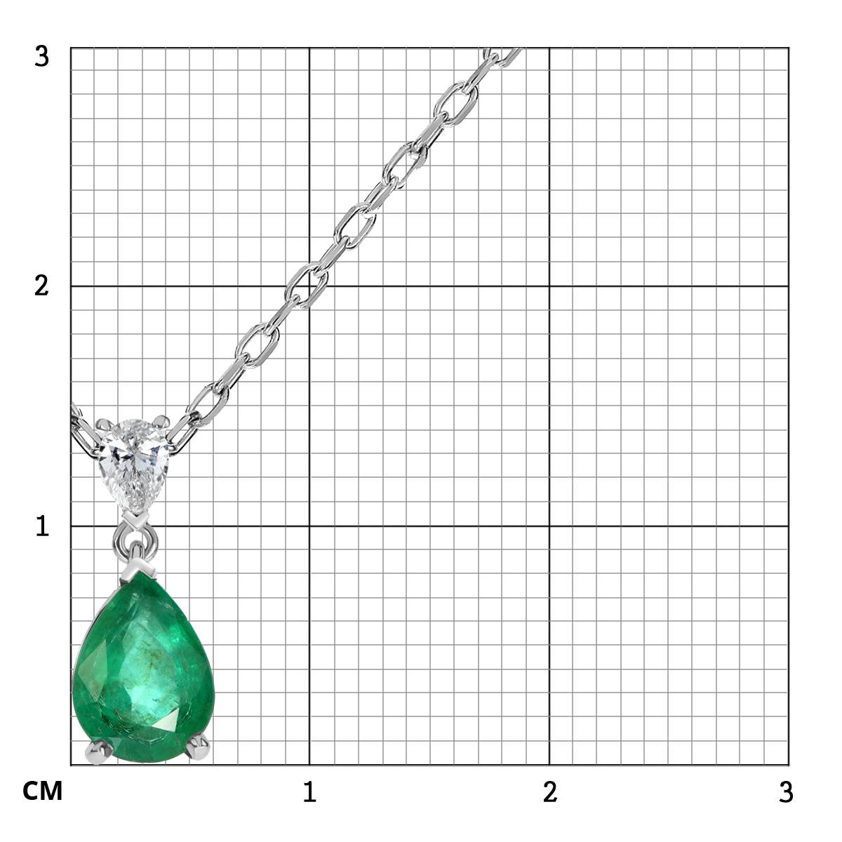 Колье из белого золота с бриллиантом и изумрудом (061700)