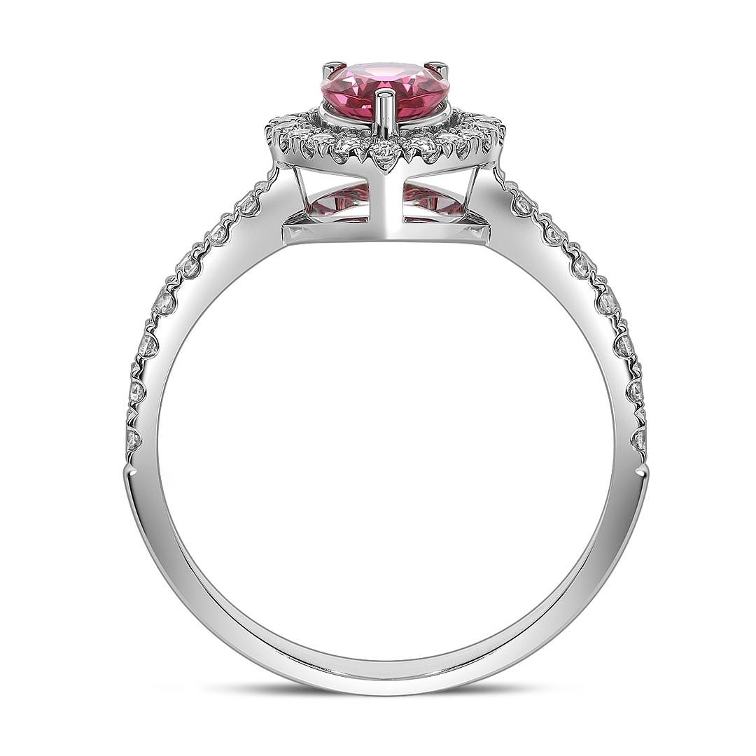 Кольцо из белого золота с бриллиантами и турмалином (062640)