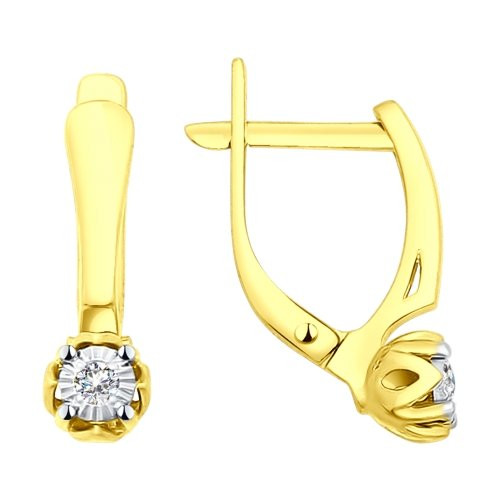 Серьги из жёлтого золота с бриллиантами (029558)